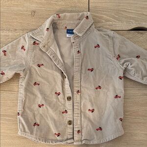 Beige Corduroy Jacket with Red Car SIZE 12-18 MONTHS